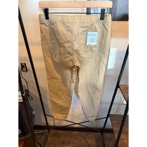 Boys Stretch Woven Jogger Pull-On Pants - Cat & Jack™ Beige 12 Husky - Picture 2 of 3
